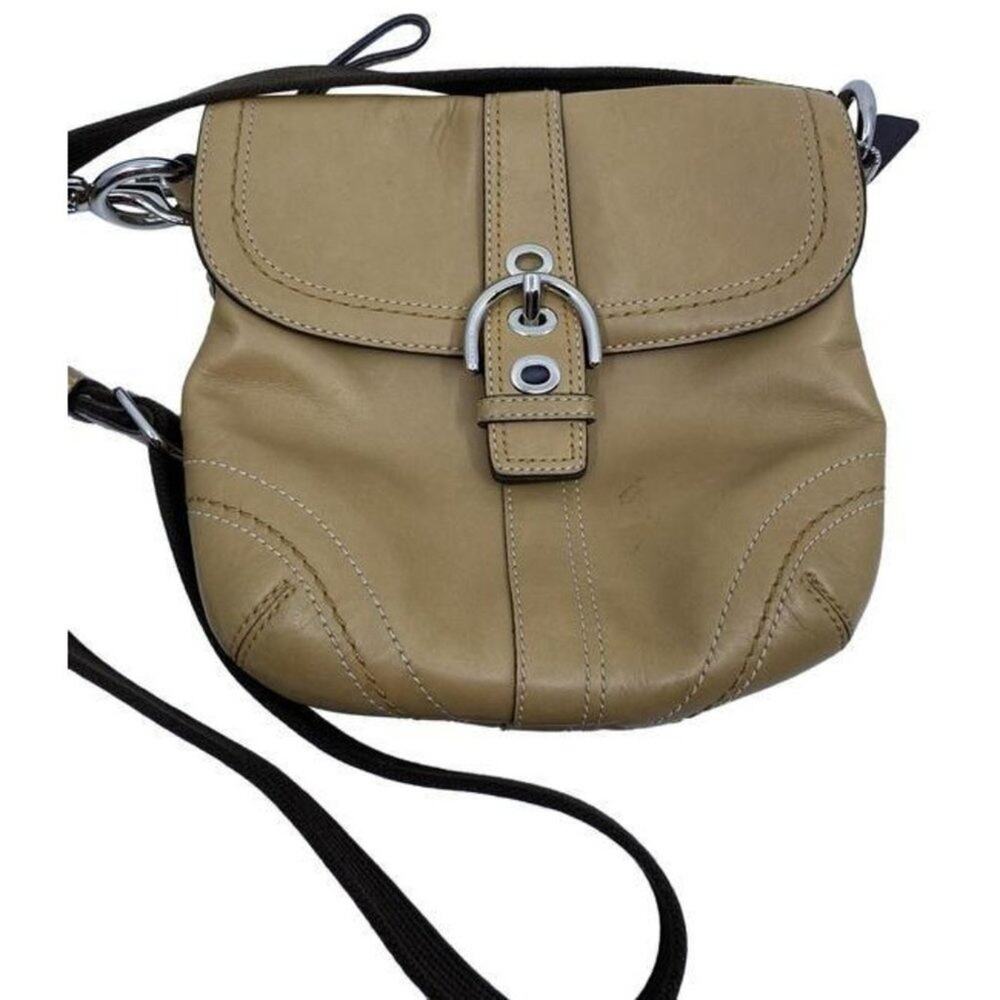 coach small tan leather cross body bag